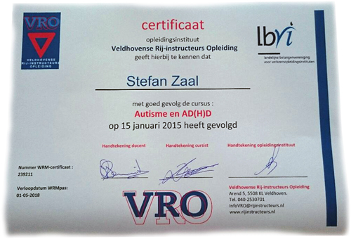 Certificaat Autisme en ADHD ADD